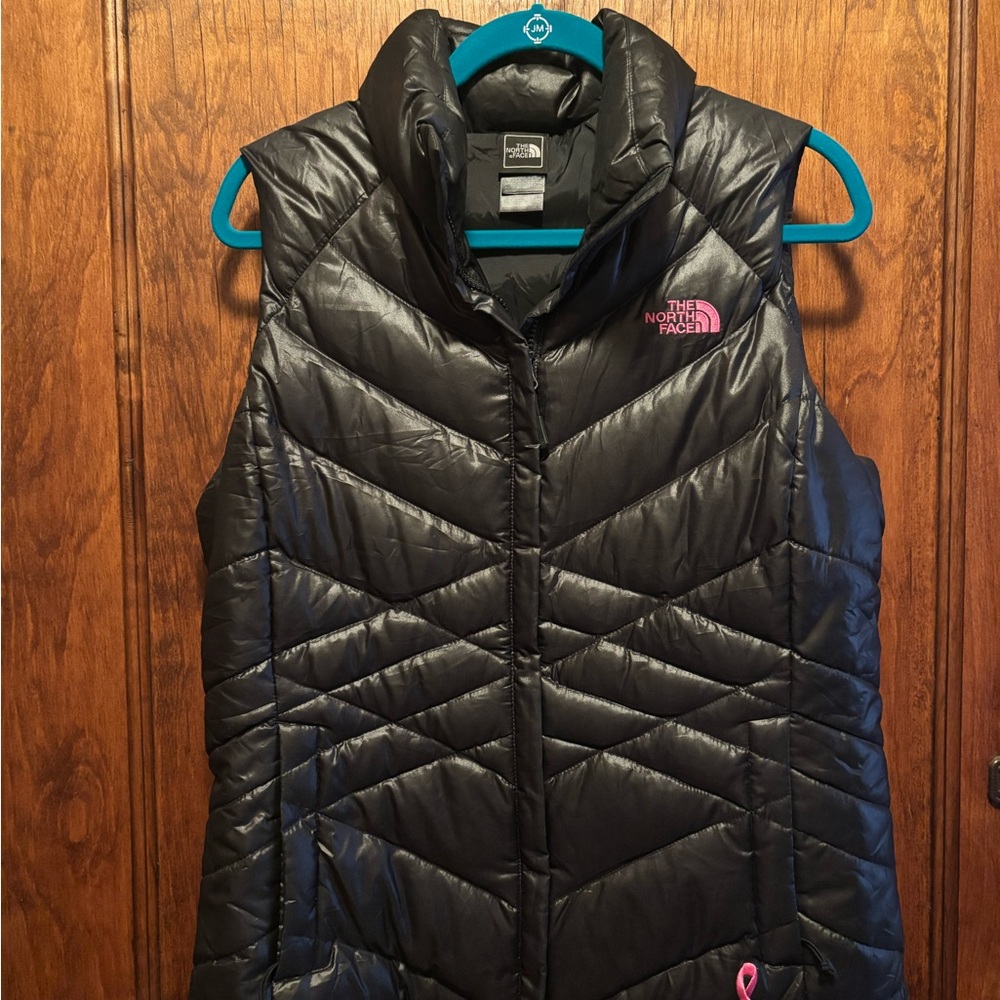 The NorthFace Down 550 Puffy Vest Breast Cancer Awareness Ribbon Edition